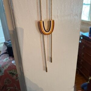 Madewell enamel rainbow horseshoe bolo gold necklace